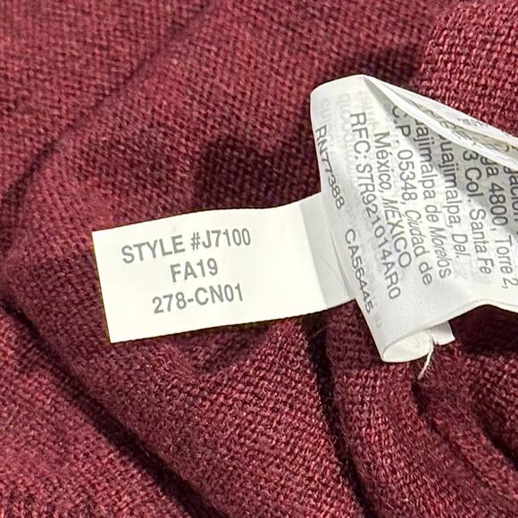 J Crew Mens Sweater Wool V Neck Dark Academia Preppy Minimalist Burgundy Large - Picture 5 of 7